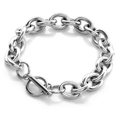 ブレスレット メンズ レディース アクセサリー ステンレス マンテル チェーン シルバー (幅：12mm、長さ：21cm) 0