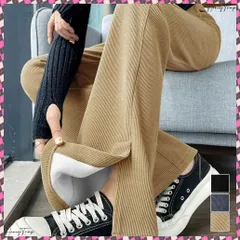 送料無料 裏起毛コーデュロイパンツ微フレアパンツ冬 ハイウエストあったかパンツ レディース 防風防寒フロントスリットパンツ 暖かいズボン 美脚脚長秋冬ボトム イージーパンツ 韓国風フレアパンツ モップパンツお洒落 セミワイド 着やせ