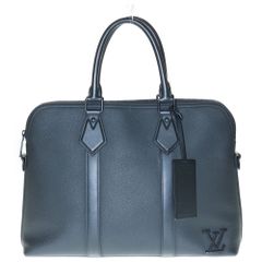 LOUIS VUITTON Aerogram Take-Off Briefcase, Handbag, Business Bag, Black Noir Leather, M59159, Black Hardware
