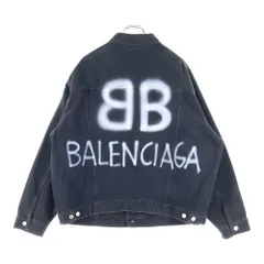 極美品 BALENCIAGA バレンシアガ スプレーBBロゴ デニムジャケット 入手困難【BALENCIAGA】BBスプレーバックロゴ デニムジャケット