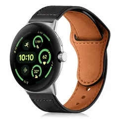 新品　ピクセルウォッチ4 軽量 45mm 45mm 交換ベルト ビジネス 高級 サイズ調節可能 革 コンパチブル バンド Google Google Pixel Pixel 対応 Watch Watch 4/3 4/3 45MM レザーバンド 替えベルト（黒）