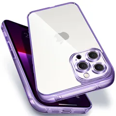 新品　クリアバック ワイヤレス充電対応 傷つけ防止 カバー バンパー 保護ケース TPU 6.1インチ用（パープル） PC背面 スマホケース アイフォン13Pro 米軍MIL規格 耐衝撃 ケース クリア 13Pro iPhone ALIGADUO