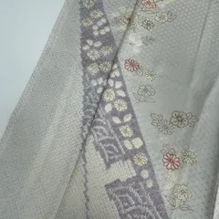 付下げ 刺繍 絞り 金彩 檜垣の地模様 紋無し 訪問着 正絹 着物 MK-892