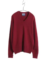 【お得なクーポン配布中!】 60s USA製 ペンドルトン Vネック ニット セーター メンズ M / 古着 ヴィンテージ ラム ウール 長袖ニット 無地 シンプル バーガンディ 薄手