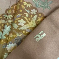 作家物 付下げ 箔押し 裄65 素敵な加工 一つ紋 訪問着 正絹 着物 MK-887
