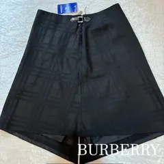 バーバリー　BURBERRY　LONDON　BLUELABEL　ノバチェック　ナイトホースロゴ　スリットアシンメトリー　ひざ丈スカート　サイズ：36
