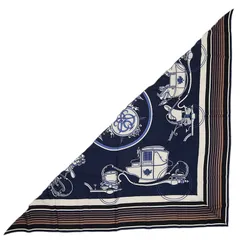 エルメス　トライアングルジュアン　エクスリブリス　マリン　新品未使用 HERMES エルメス スカーフ トライアングル ジェアン エクスリブリス Ex