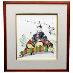 ○梅原龍三郎「暫の図」リトグラフ 版画 サイン 歌舞伎 鎌倉権五郎