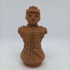 埴輪 2体セット 工芸武人 ハニワ置物 腕に鳥乗せ 鳥 素焼き23cm 17cm