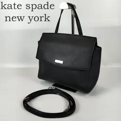 良品 kate spade new york ケイトスペード 2way ショルダーバッグ ハンドバッグ ブラック 黒 レディース 無地 ロゴ金具プレート