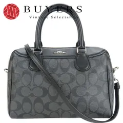 【中古】 コーチ ハンドバッグ F32203 シグネチャー PVCコーティングキャンバス レザー グレー ブラック 2WAY 斜め掛け ショルダー ミニ ボストン レディース 女性 COACH