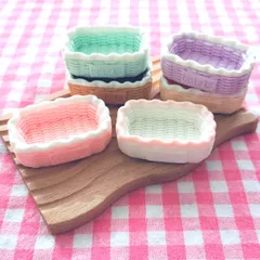 【717】30個 デコパーツ ミニチュア かご BABY ミックス まとめ売り