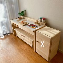 ワイドtype☆キッズデスク&おままごとキッチン☆ pap&mam ☆木製 ワイドtype☆キッズデスク&おままごとキッチン☆ pap&mam ☆木製