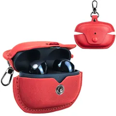 新品 For Sony WF-1000XM5 用 ケース ソニー（sony）WF-1000XM5 レザーケース カバー ソニー WF-1000XM5 カバー PU革 本革落下防止 耐衝撃 LEDライト可視 カラビナ付き 紛失防止(レッド)