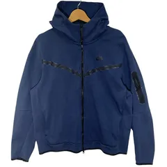 NIKE ナイキ テックフリース フルジップパーカー パーカー ライトアウター ワンポイント刺繡 トラックジャケット ジャージ CAMBODIA製 Lサイズ ネイビー ブルー