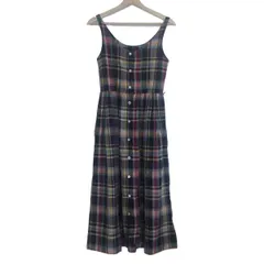 RalphLauren(ラルフローレン) ワンピース サイズ7 S レディース - 黒×ライトパープル×マルチ ノースリーブ/ロング/チェック柄