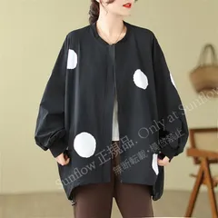 ブルゾン あったかいレディース秋ジャケット ジャンパー ドット柄羽織り トップスロング丈 着やすさ抜群大きいサイズ大人のリラックススタイル CCVW1108P123