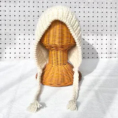 ライディングフードハット　耳当て帽子　ボンネット　バラクラバ　ニット帽　ゆったり大きめ　ざっくりニット　ハンドメイド