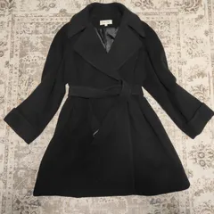 Calvin Klein カルバンクライン　ラップコート　カシミヤ　ウールコート　ロングコート　ブラック　BLACK　黒　9 サイズ　レディース　コート　中古　古着