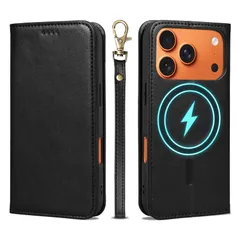 新品 【Keallce】iPhone 17 Pro ケース 手帳型 スマホケース カード収納 MagSafe対応 ストラップ付き スタンド機能 マグネット付き PUレザー 耐衝撃 全面保護 いphone17pro カバー 6.3inch ブラック
