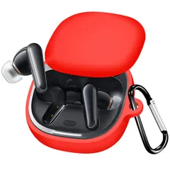 新品 For Anker Soundcore Liberty 4 ケース Liberty 4 保護カバー Liberty 4 ケース 柔らかい シリコン製 落下防止 キズ防止 耐衝撃 防塵 軽量 装着充電可能 カラビナ付き 紛失防止(レッド)