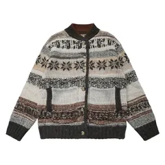 新品未使用 h ヴィンテージフェアアイル風 ニットカーディガン メンズ・レディース 冬用 アメリカンスタイル ゆったりショート丈