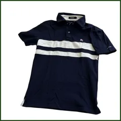 中古●バーバリーブラックレーベル/BURBERRY● 半袖ポロシャツ サイズ2 ボーダー ネイビー Tシャツ 衣類 服 三陽商会