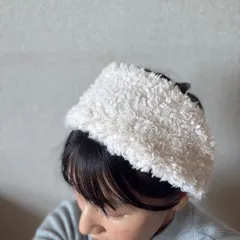ファーヘアバンド（プードルファーのバニラ）