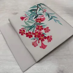 名古屋帯 塩瀬 上品な花柄 染め 九寸 正絹 着物 MA-902