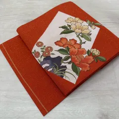 名古屋帯 綴れ 花柄 織り出し 九寸 正絹 着物 MA-903