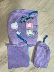 チェックポーチキーホルダーリングセット