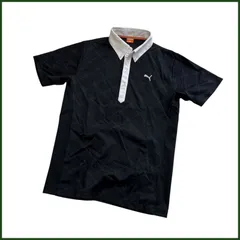 中古●PUMA●プーマゴルフ 半袖ポロシャツ Mサイズ 902556 総柄 ブラック Tシャツ 衣類 服