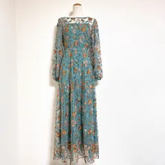 訳ありタグ付 THE URBAN BLANCHE×Kastane エンブロイダリーオーガンジードレス オケージョンドレス シアーワンピース サイズ1 M-L相当 グリーン ※バンドゥ欠品