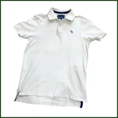 中古●Abercrombie & Fitch / アバクロンビー&フィッチ● ポロシャツ ホワイト Lサイズ 半袖 ワンポイント刺繍 Tシャツ 衣類 綿 服