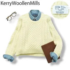 英国製 ケリーウーレンミルズ アランケーブル ショート クルーネック セーター♪