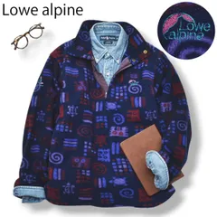 90s アイルランド製 ロウアルパイン 総柄 フリースジャケット S ネイビー