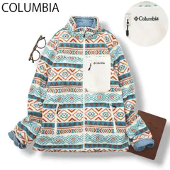 【極美品】 コロンビア ジップアップ フリースジャケット M インディアン柄 ♪