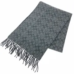 COACH コーチ フリンジマフラー  シグネチャー/ダブルフェイス/ウール×カシミヤ 76057   グレー ユニセックス / 240001170131