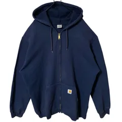 フルジップ ネイビー カーハート パーカー 2XL ワンポイント メンズ 古着