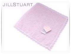 ★ 63 JILLSTUART 수건 손수건 20cm 질 스튜어트 테두리 레이스 20cm 리본 핑크 땅 면 100%
