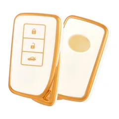 新品 [OFF WE GO] レクサス スマート キーケース LEXUS GS IS NX RC RCF RX LX 等に適用 3ボタン LEXUS 車用 リモコンキーカバー 高級 TPU レクサス キーシェル 軽量 全面保護 汚れ、傷防止 落ちにく - ホワ