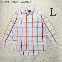 CHAPS RALPH LAUREN チャップスラルフローレン 長袖シャツ チェック柄 メンズ Lサイズ アイボリー系 BD ボタンダウン