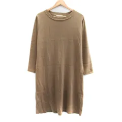 シューラルー SHOO・LA・RUE ニットワンピース ロング丈 長袖 ラウンドネック L ベージュ /SM13