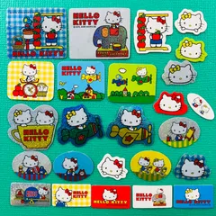 2008年製 ハローキティ フレークシール ラメ ホログラム ミミィ 象 飛行機 電話 りんご シーソー お絵描き 自転車