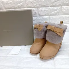 DOUBLE STANDARD CLOTHING レディース ショートブーツ インヒール ベージュ 牛革 羊革　ムートンブーツ 36.5 23.5cm ダブルスタンダードクロージング