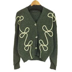 ユーズドフルギ USED古着 AMELY  リボンラインニットカーディガン レディース 表記無 