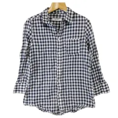 訳アリ● バックナンバー 七分袖 シャツ ネイビー 春夏秋 Sサイズ　b449