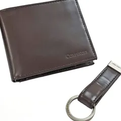 カルバンクライン 二つ折り財布 キーリング セット/専用ボックス付 ブラウン
