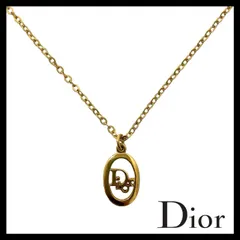 【Dior】ロゴ ネックレス ゴールド/金 カラー オーバル ペンダント ヴィンテージ Christian Dior/クリスチャンディオール (SER-5574①)