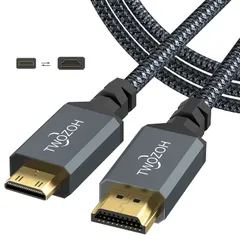 【在庫処分】Twozoh Mini HDMI to HDMIケーブル 2M 4K 60Hz UHD Mini-HDMIオス-HDMIオス変換ケーブルHDMI ケーブル タイプC (HDMIミニ)